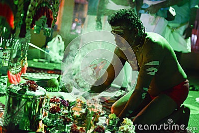 Hooking the Flesh and Piercing the Body during Thaipusam Festival. Editorial Stock Photo